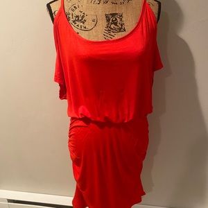 Venus Red, Cold Shoulder, Short Sleeve Dress
